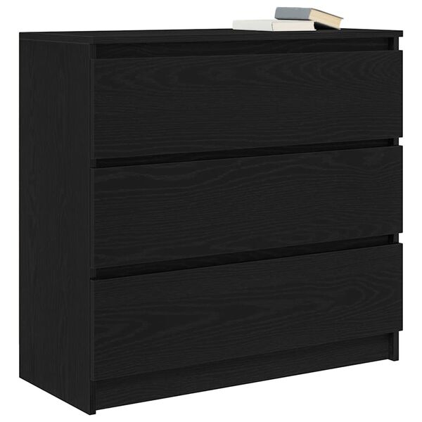 vidaXL Buffet ch&ecirc;ne noir 80x35x76 cm bois d'ing&eacute;nierie