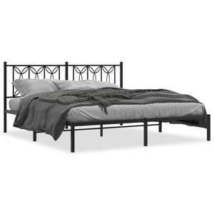 vidaXL Cadre de lit m&eacute;tal sans matelas avec t&ecirc;te de lit noir 183x213cm