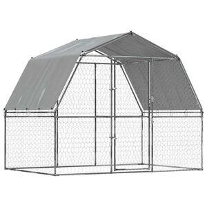 vidaXL Cage pour chiens avec toit et porte argent&eacute; acier galvanis&eacute;