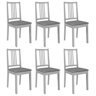 vidaXL Chaises à manger avec coussins lot de 6 gris bois solide