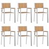 vidaXL Chaise de jardin 6 pc Bois de teck massif et acier inoxydable