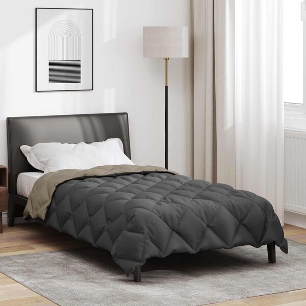 vidaXL Duvet d'hiver Gris clair et anthracite 220 x 135 cm Microfibre