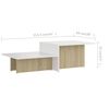 vidaXL Table basse Chêne sonoma blanc 111,5x50x33 cm Bois d'ingénierie