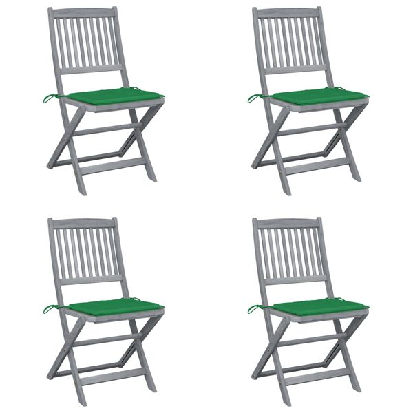 vidaXL Chaises pliables d'ext&eacute;rieur lot de 4 et coussins Bois d'acacia