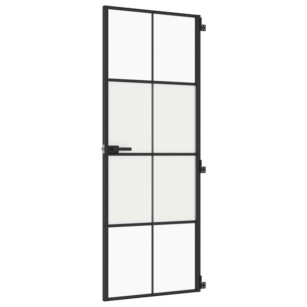 vidaXL Porte int&eacute;rieure mince noir 76x201,5 cm verre tremp&eacute; aluminium
