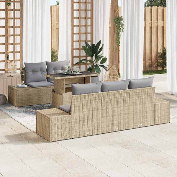 vidaXL Ensemble de canap&eacute; de jardin R&eacute;glable 6 pcs Beige et Gris clair