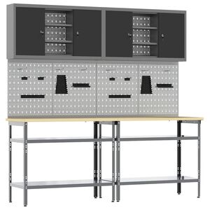 vidaXL Ensemble d'&eacute;tabli 8 pc Noir et gris Acier enduit de poudre