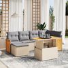 vidaXL Salon de jardin avec coussins 7 pcs beige r&eacute;sine tress&eacute;e