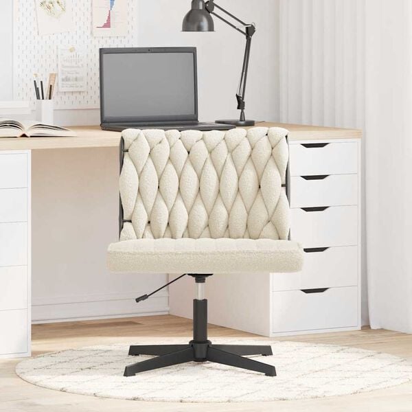 vidaXL Chaise pivotante de bureau cr&egrave;me boucl&eacute; comme de la laine tissu