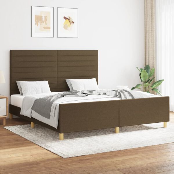 vidaXL Cadre de lit sans matelas marron fonc&eacute; 160x200 cm tissu