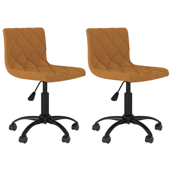 vidaXL Chaises pivotantes &agrave; manger lot de 2 Marron Velours