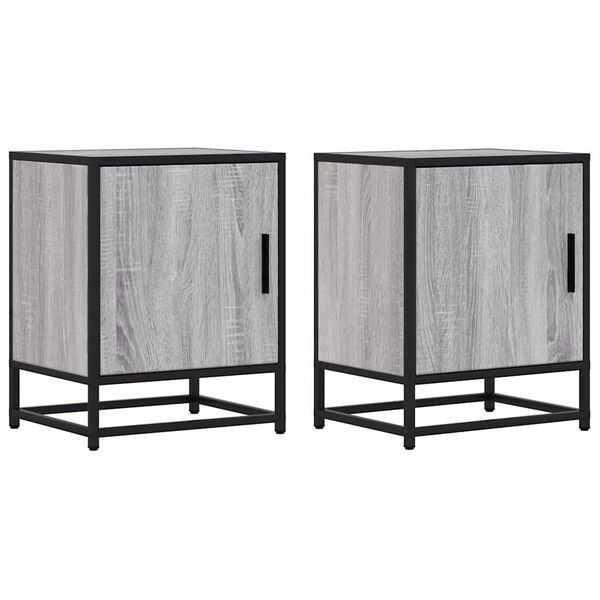 vidaXL Tables de chevet 2 pcs sonoma gris bois d'ing&eacute;nierie et m&eacute;tal
