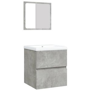 vidaXL Armoire lavabo de salle de bain et bassin et miroir Gris b&eacute;ton