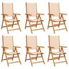 vidaXL Chaises inclinables de jardin lot de 6 beige tissu bois massif