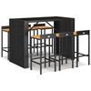 vidaXL Ensemble de bar jardin 7 pcs noir poly rotin/bois massif acacia