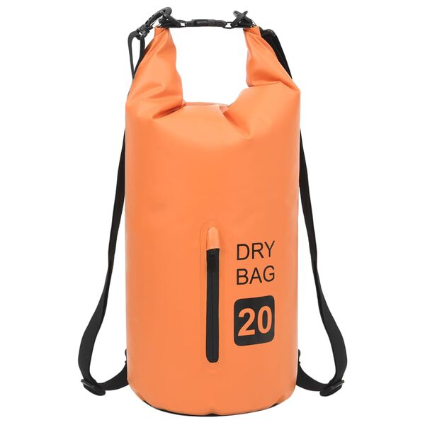 vidaXL Sac sec avec fermeture &eacute;clair Orange 20 L PVC