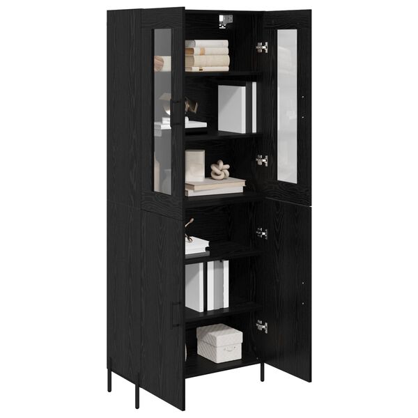 vidaXL Haut Armoire Ch&ecirc;ne noir 69,5 x 34 x 180 cm Bois d'ing&eacute;nierie