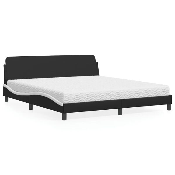 vidaXL Lit avec matelas Dover noir et blanc 180x200 cm similicuir