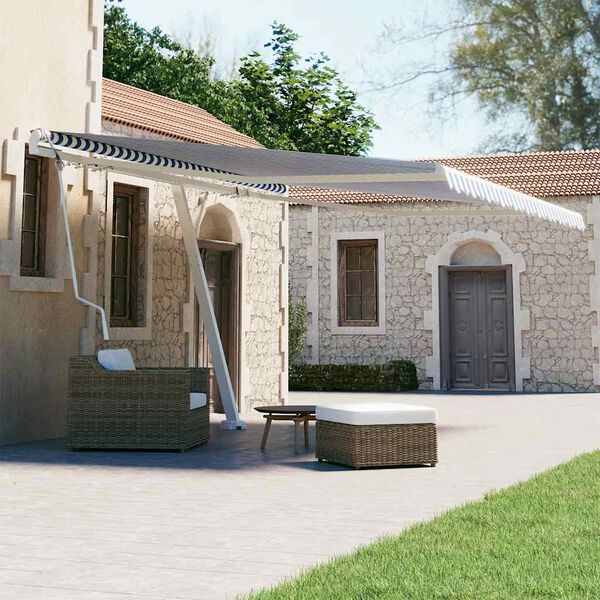 vidaXL Auvent automatique sur pied 400x300 cm Bleu et blanc