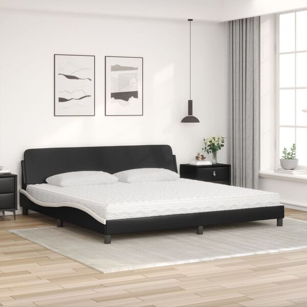 vidaXL Lit avec matelas Dover noir et blanc 200x200 cm similicuir