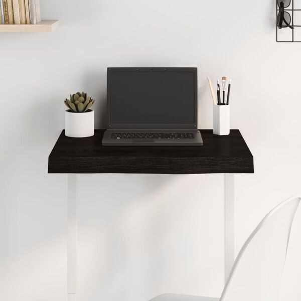 vidaXL Dessus de table marron foncé bois chêne massif traité