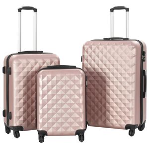 vidaXL Valise rigide 3 pcs Dor&eacute; rose ABS