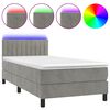 vidaXL Sommier &agrave; lattes de lit avec matelas LED Gris clair 100x200 cm