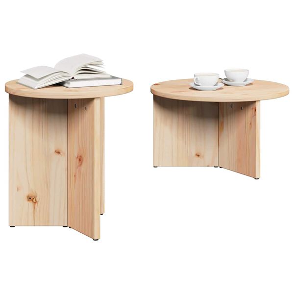 vidaXL Table basse 2 pcs Naturel Bois de pin massif