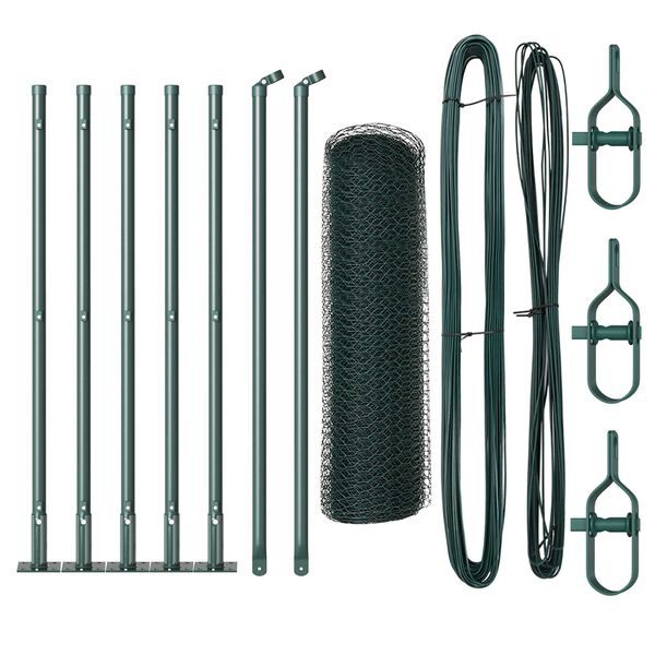 vidaXL Poteau de cl&ocirc;ture. Vert 10 x 0,4 m (maille 13 mm) Acier et PVC