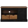 vidaXL Meuble TV HALDEN porte coulissante noir 110x40x60cm bois massif