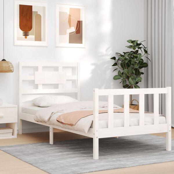 vidaXL Cadre de lit sans matelas blanc bois de pin massif