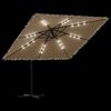 vidaXL Parasol de jardin avec LED et m&acirc;t en acier marron 246x246x230cm