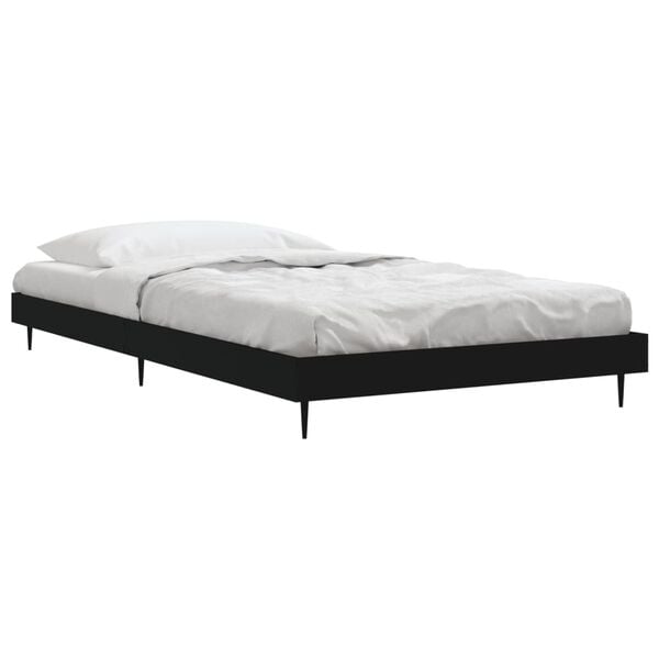vidaXL Cadre de lit sans matelas noir 90x190 cm bois ing&eacute;nierie