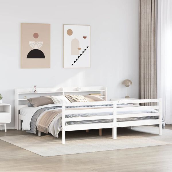 vidaXL Cadre de lit avec t&ecirc;te de lit sans matelas blanc 200x200 cm