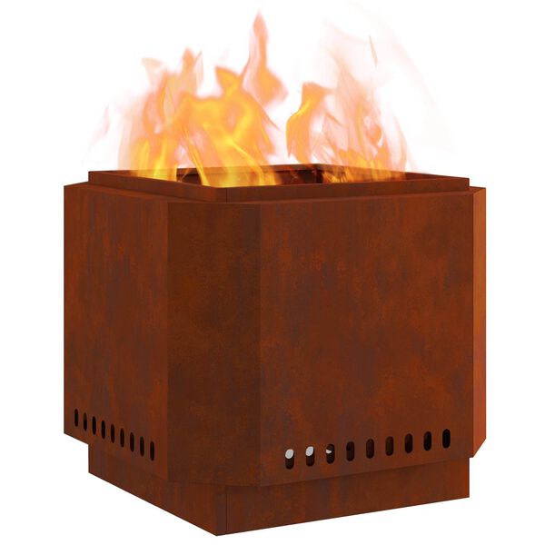 vidaXL Foyer sans fum&eacute;e Marron 58 x 58 x 51 cm Acier patin&eacute;