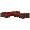 vidaXL Salon de jardin 10 pcs avec coussins marron r&eacute;sine tress&eacute;e