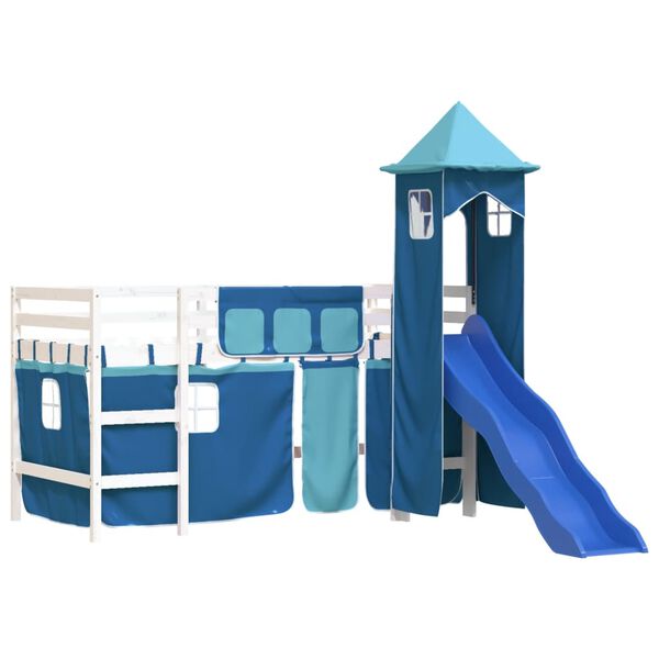 vidaXL Lit mezzanine enfants avec tour sans matelas bleu 90x200 cm