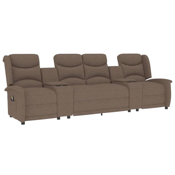 vidaXL Fauteuil de massage inclinable porte-gobelets 4 places taupe