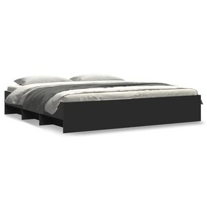 vidaXL Cadre de lit sans matelas noir 200x200 cm bois d'ing&eacute;nierie