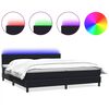 vidaXL Sommier &agrave; lattes de lit avec matelas et LED noir 180x210 cm velours
