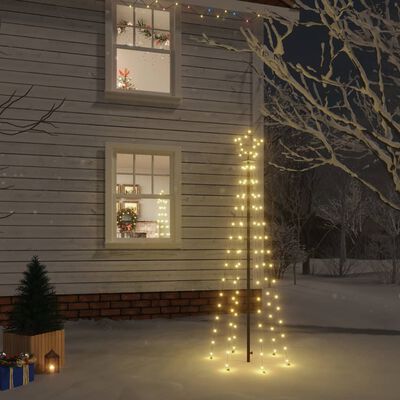 vidaXL Sapin de Noël avec piquet Blanc chaud 108 LED 180 cm