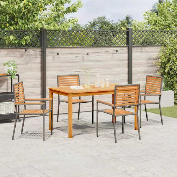 vidaXL Ensemble de salle &agrave; manger pour jardin 5 pcs Gris