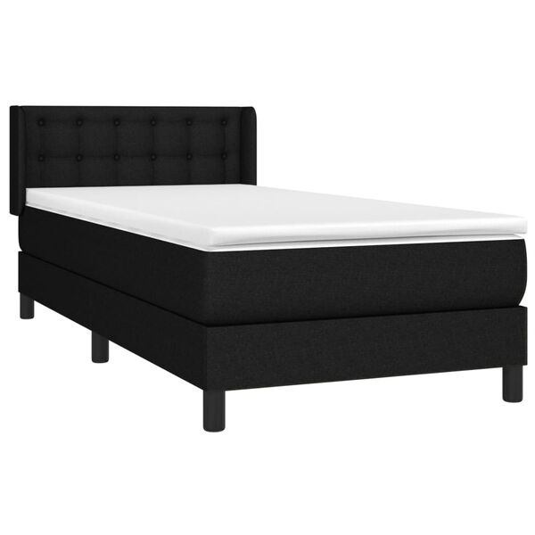 vidaXL Sommier &agrave; lattes de lit avec matelas Noir 90x200 cm Tissu