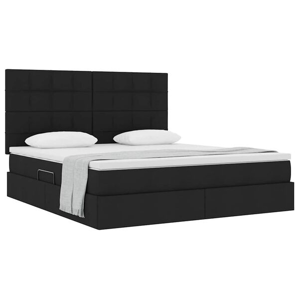 vidaXL Lit avec rangement et matelas Noir 160 x 200 cm Polyester
