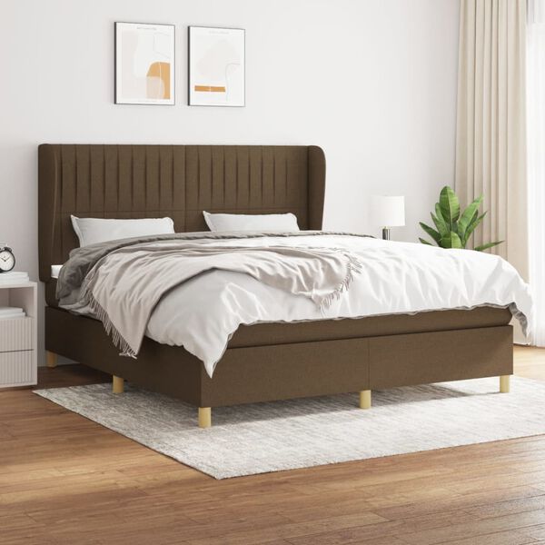 vidaXL Sommier &agrave; lattes de lit avec matelas Marron fonc&eacute; 160x200 cm