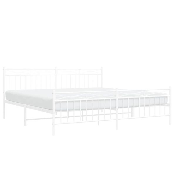 vidaXL Cadre de lit m&eacute;tal sans matelas et pied de lit blanc 193x203 cm