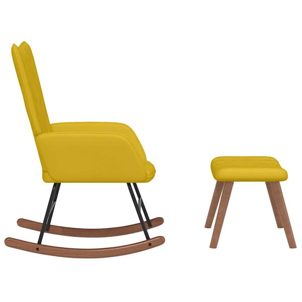 vidaXL Chaise à bascule avec repose-pied Jaune moutarde Velours
