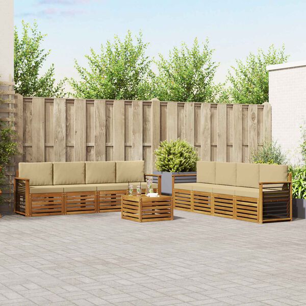 vidaXL Ensembles de canap&eacute;s avec coussin 9 pcs Naturel et Beige