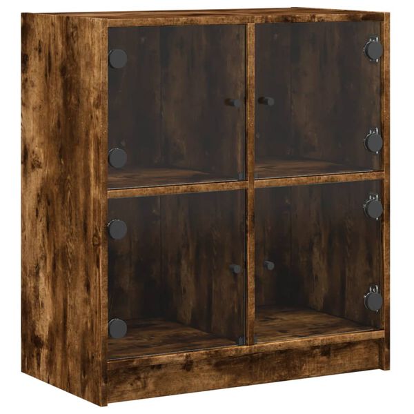 vidaXL Armoire lat&eacute;rale avec portes en verre ch&ecirc;ne fum&eacute; 68x37x75,5 cm