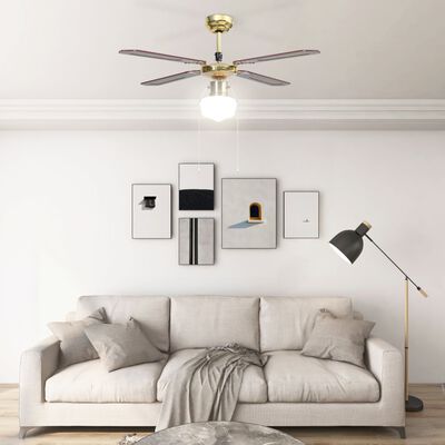 vidaXL Ventilateur de plafond avec lampe 106 cm Marron